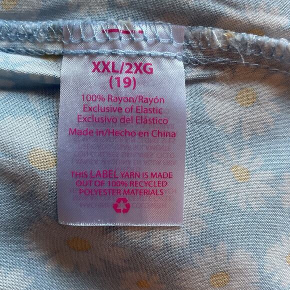 No Boundries Blue Daisy On/Off Shoulder Ruched Waist Short Sleeve Top Plus 2XL - Picture 5 of 7